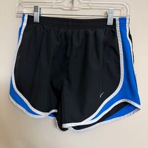 Women’s Tempo Black and Royal Blue Running Shorts with White Trim